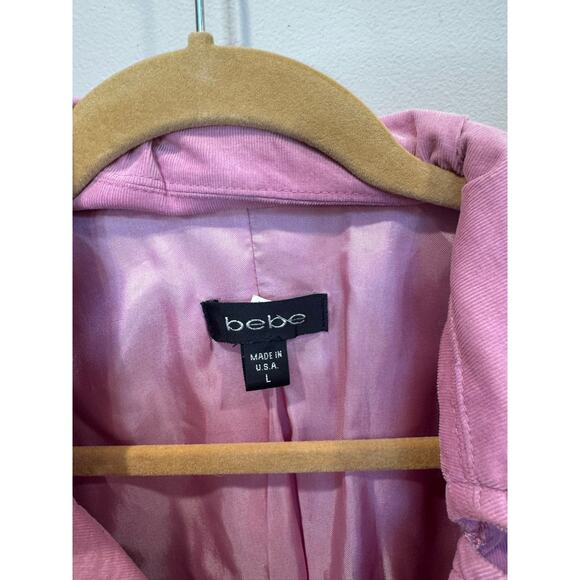 BEBE Vintage Pink Corduroy Button Front Coat Peacoat Jacket Size Large - Picture 6 of 8